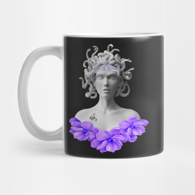 Medusa Gorgon Greek Mythology Purple Floral by Atteestude